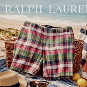 POLO RALPH LAUREN Shorts Men Size 40 India Madras Plaid Preppy Straight Fit